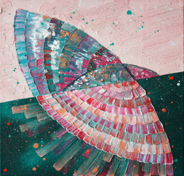 Peinture intitulée "Flying Fish#3" par Julia Ptl, Œuvre d'art originale, Huile Monté sur Châssis en bois