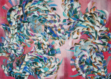 Картина под названием "Guppi#6" - Julia Ptl, Подлинное произведение искусства, Масло Установлен на Деревянная рама для носил…
