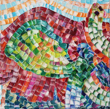 Peinture intitulée "Elephant" par Julia Ptl, Œuvre d'art originale, Huile Monté sur Châssis en bois