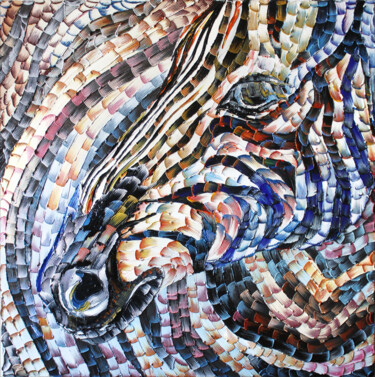 Malarstwo zatytułowany „Zebra#1” autorstwa Julia Ptl, Oryginalna praca, Olej Zamontowany na Drewniana rama noszy