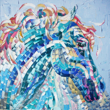 Pintura intitulada "Horse #1" por Julia Ptl, Obras de arte originais, Óleo Montado em Armação em madeira