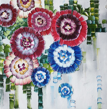 Картина под названием "Garden05" - Julia Ptl, Подлинное произведение искусства, Масло Установлен на Деревянная рама для носи…