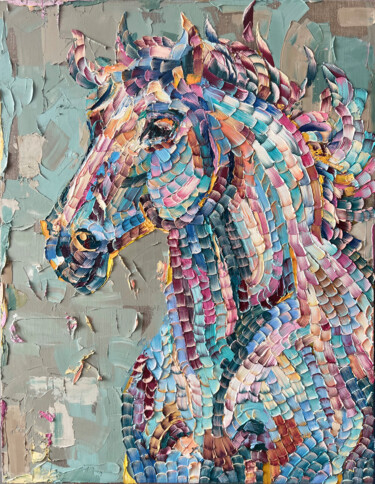 Pittura intitolato "Horse23/09" da Julia Ptl, Opera d'arte originale, Olio Montato su Telaio per barella in legno