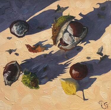 Ζωγραφική με τίτλο "Chestnut fruit _1" από Julia Sahno, Αυθεντικά έργα τέχνης, Λάδι