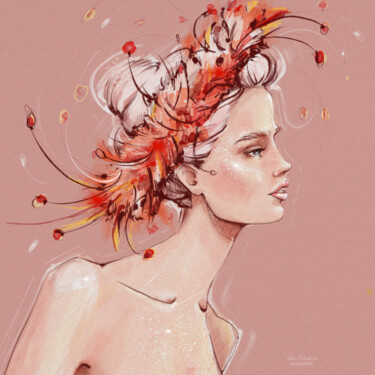 Цифровое искусство под названием "Fall vibes , nymph" - Julia Shchedrova, Подлинное произведение искусства, Цифровая живопись