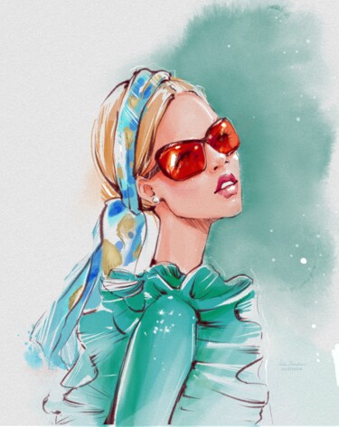 Artes digitais intitulada "Gucci sunglasses" por Julia Shchedrova, Obras de arte originais, Pintura digital