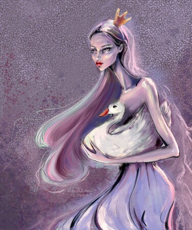 Princess Swan Arts numériques intitulée "Princess Swan" par Julia Shchedrova, Œuvre d'art originale, Peinture numérique