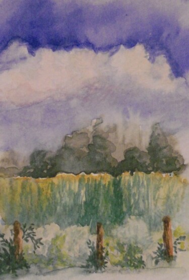 Painting titled "Cornfields" by Julia Stevens, Original Artwork