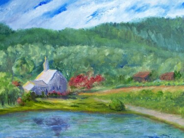 Painting titled "Lake Junaluska Wesl…" by Julia Stevens, Original Artwork
