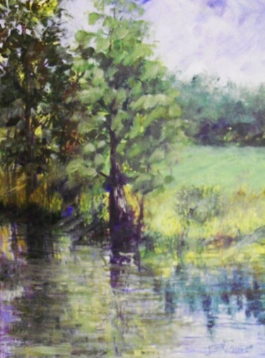Painting titled "Tree Tops Morning" by Julia Stevens, Original Artwork