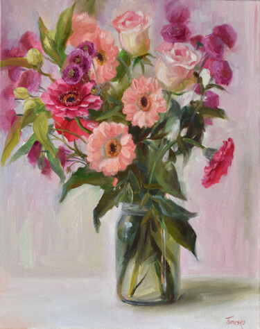 Peinture intitulée "Love flowers" par Julia Tomesko, Œuvre d'art originale, Huile