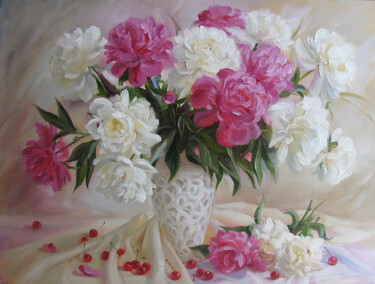 Painting titled "Cherry and flower.j…" by Julia Tomesko, Original Artwork, Oil
