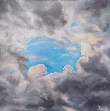 Картина под названием "The sky above Moscow" - Julia Valova, Подлинное произведение искусства, Масло