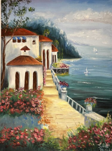 Painting titled "Italian landscape" by Julia Valova, Original Artwork, Oil