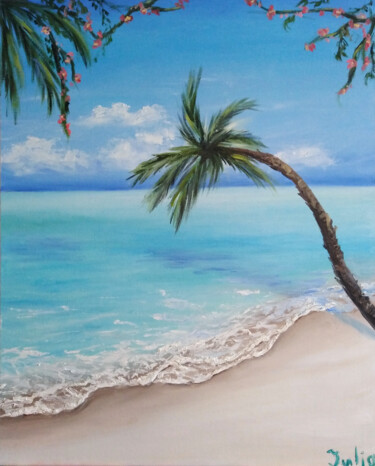 Painting titled "The Beach" by Julia Valova, Original Artwork, Oil