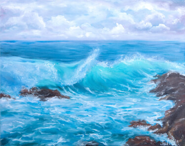 Pittura intitolato "Storming sea #6" da Julia Valova, Opera d'arte originale, Olio