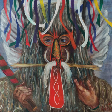 Peinture intitulée "Traditional Kurent…" par Julia Vedrina, Œuvre d'art originale, Huile