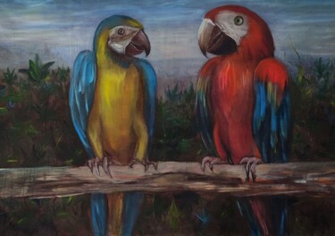 Pintura titulada "Scarlet Macaw Ara P…" por Julia Vedrina, Obra de arte original, Oleo