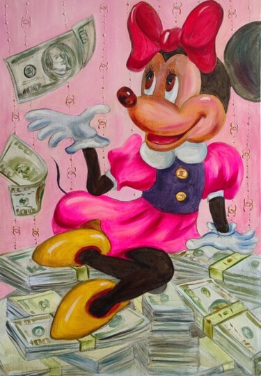 Painting titled "Original Pink MOUSE…" by Julia Vedrina, Original Artwork, Acrylic