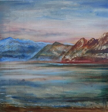 Painting titled "Spring mountains ov…" by Julia Vedrina, Original Artwork, Oil