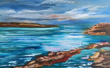 Pintura intitulada "Original Sea Cliff…" por Julia Vedrina, Obras de arte originais, Óleo