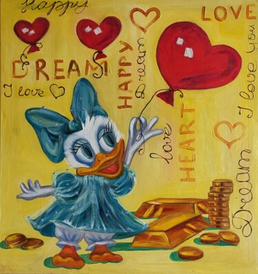 Pintura intitulada "Original Happy Duck…" por Julia Vedrina, Obras de arte originais, Acrílico