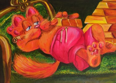 Pintura intitulada "Original Cat won Go…" por Julia Vedrina, Obras de arte originais, Óleo