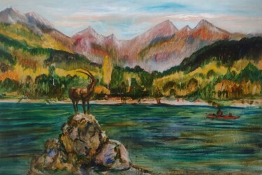Картина под названием "The Julian Alps and…" - Julia Vedrina, Подлинное произведение искусства, Масло