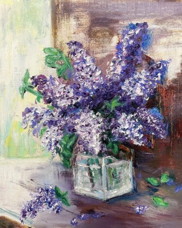 Painting titled "Lilac" by Julia Zvonova, Original Artwork, Oil