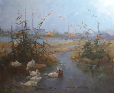 Peinture intitulée "Пейзаж" par Iuliia Garanicheva, Œuvre d'art originale, Huile