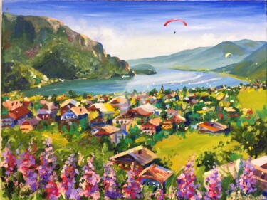 Painting titled "Wolfgangsee, Austria" by Julia Baklanova, Original Artwork, Oil