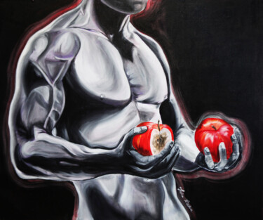 Картина под названием "The courageous man…" - Julia Crystal, Подлинное произведение искусства, Масло Установлен на Деревянна…