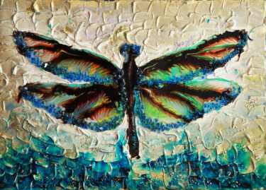 Pintura titulada "The wings of a drag…" por Julia Crystal, Obra de arte original, Resina