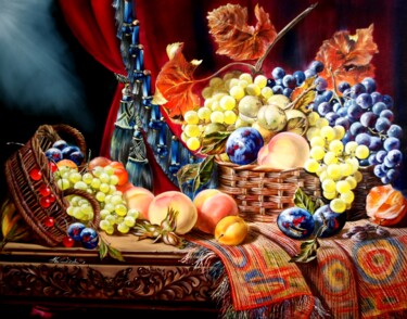 Картина под названием "Large Dutch still l…" - Julia Crystal, Подлинное произведение искусства, Масло Установлен на Деревянн…
