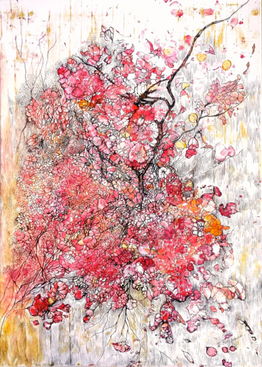 Ζωγραφική με τίτλο "Sakura" από Julia Filipchuk, Αυθεντικά έργα τέχνης, Ακρυλικό