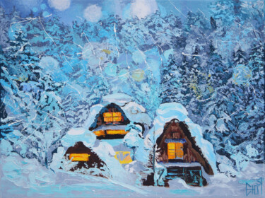 Картина под названием "Winter landscape or…" - Julia Good, Подлинное произведение искусства, Масло
