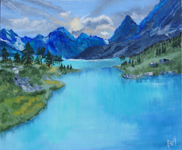 Картина под названием "Mountain Painting O…" - Julia Good, Подлинное произведение искусства, Масло