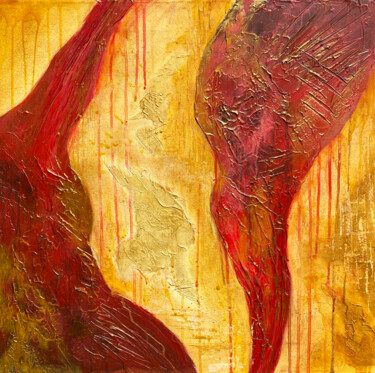 Картина под названием "ANCIENT RED-abstrac…" - Julia Good, Подлинное произведение искусства, Масло