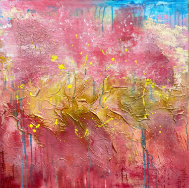 ON A HOT SUMMER NOGHT - abstract acrylic textured painting Painting titled "ON A HOT SUMMER NOG…" by Julia Good, Original Art, Acrylic