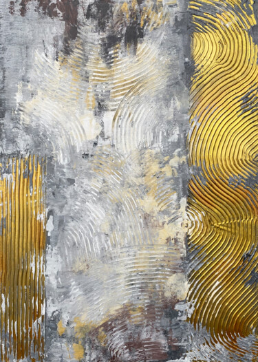 Картина под названием "GOLDEN WAVES-abstra…" - Julia Good, Подлинное произведение искусства, Акрил