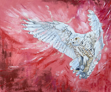 Картина под названием "OWL FLYING- oil pai…" - Julia Good, Подлинное произведение искусства, Масло