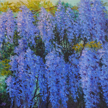 Painting titled "Wisteria in bloom." by Julia Herrero-Utiasheva, Original Artwork, Oil