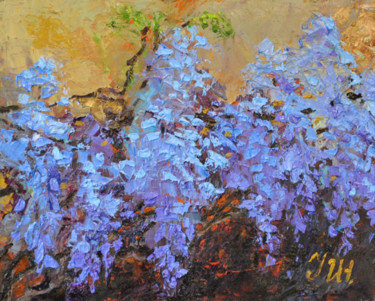 Peinture intitulée "Wisteria." par Julia Herrero-Utiasheva, Œuvre d'art originale, Huile