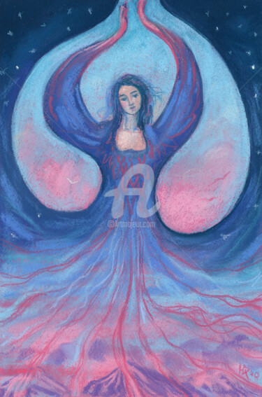 Tekening getiteld "Zorya, Goddess of D…" door Julia Khoroshikh, Origineel Kunstwerk, Pastel