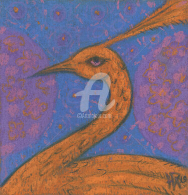 Painting titled "Golden Bird Pastel…" by Julia Khoroshikh, Original Artwork, Pastel