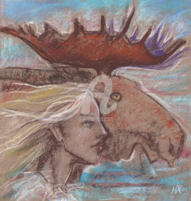 Dessin intitulée "Northern Fairytale,…" par Julia Khoroshikh, Œuvre d'art originale, Pastel
