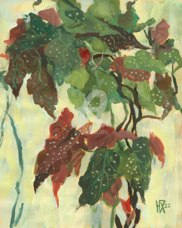 Painting titled "Begonia Maculata" by Julia Khoroshikh, Original Artwork, Acrylic
