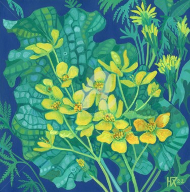 Painting titled "Marsh Marigold, Sum…" by Julia Khoroshikh, Original Artwork, Acrylic
