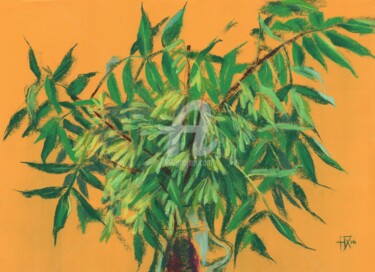 Dessin intitulée "Ash-Tree Leaves" par Julia Khoroshikh, Œuvre d'art originale, Pastel