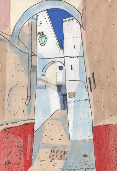 Malerei mit dem Titel "Somewhere in Morocc…" von Julia Khoroshikh, Original-Kunstwerk, Collagen